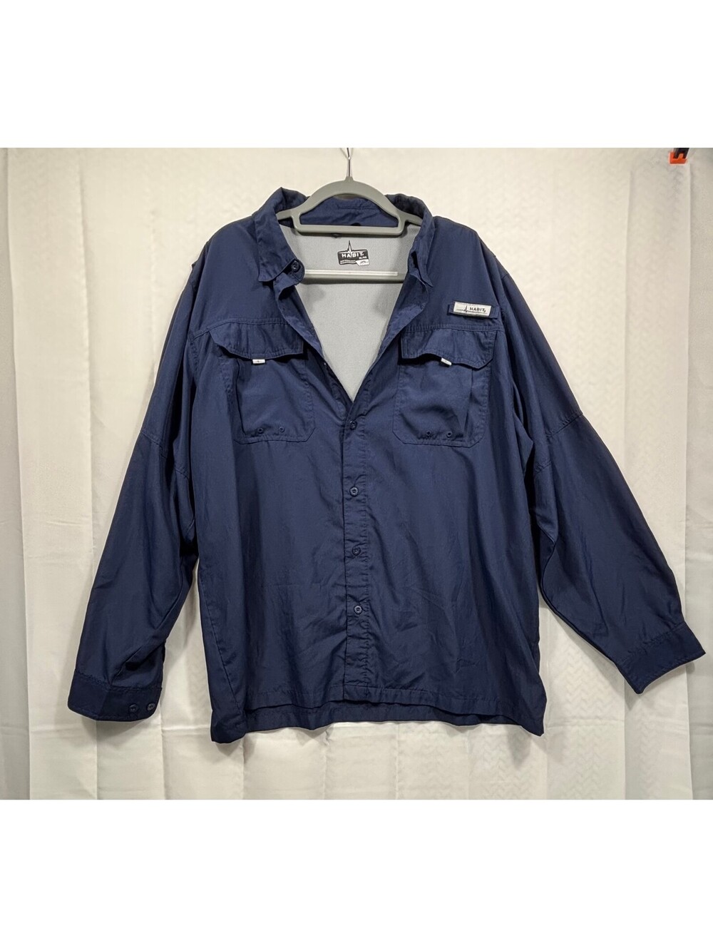 Habit Men's Navy Blue Long Sleeve Button-Up Shirt XL/XG Polyester